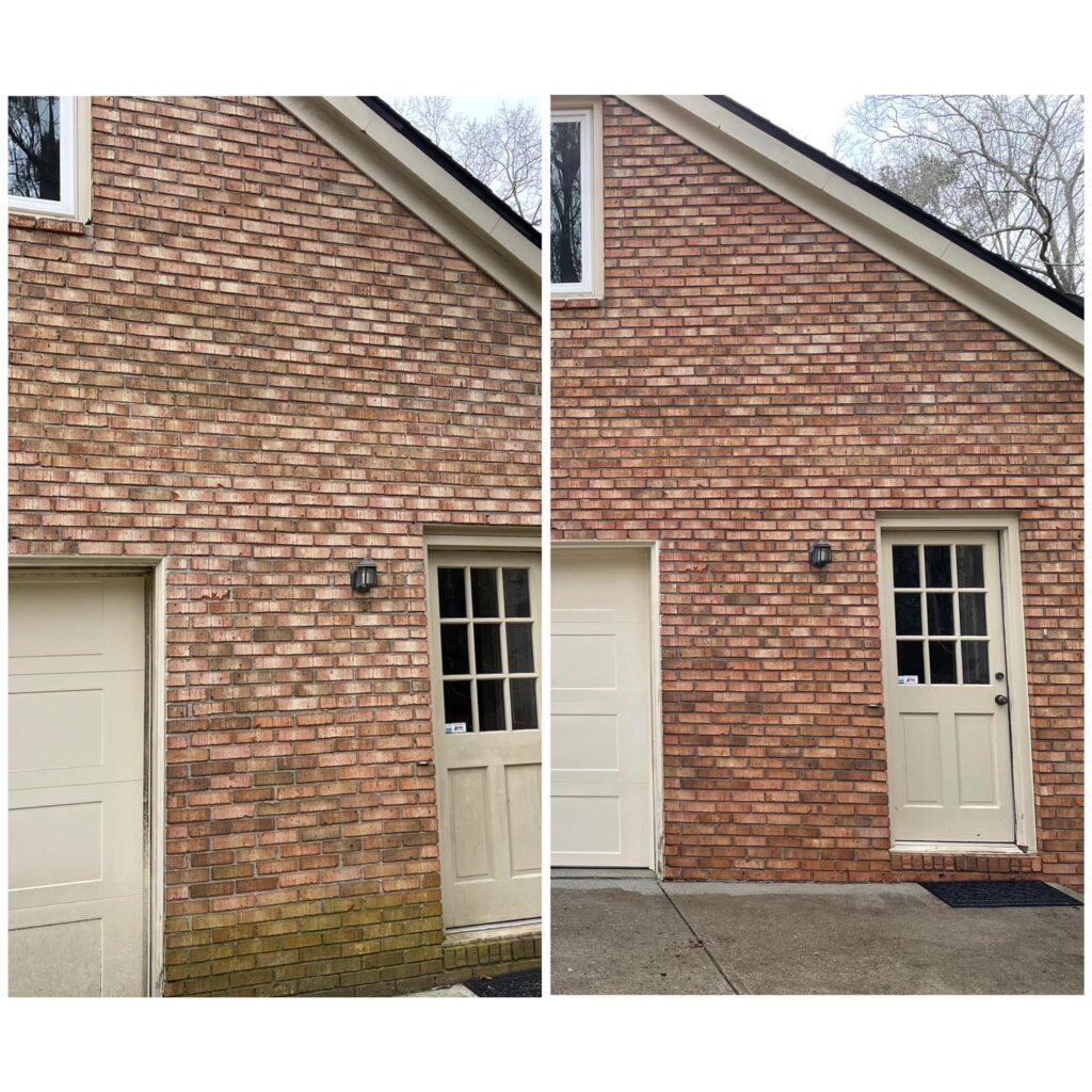 Before and After brick house cleaning