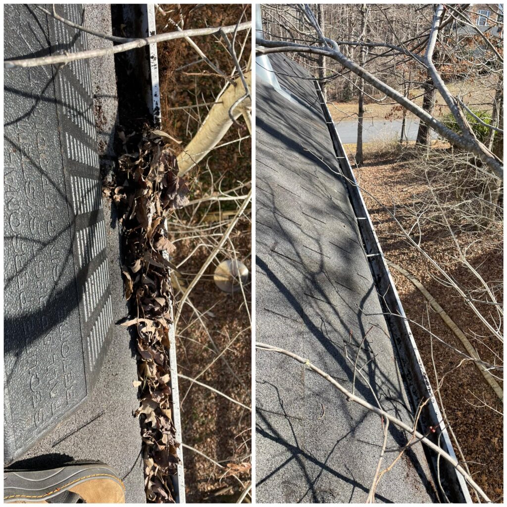 Before and After gutter cleaning