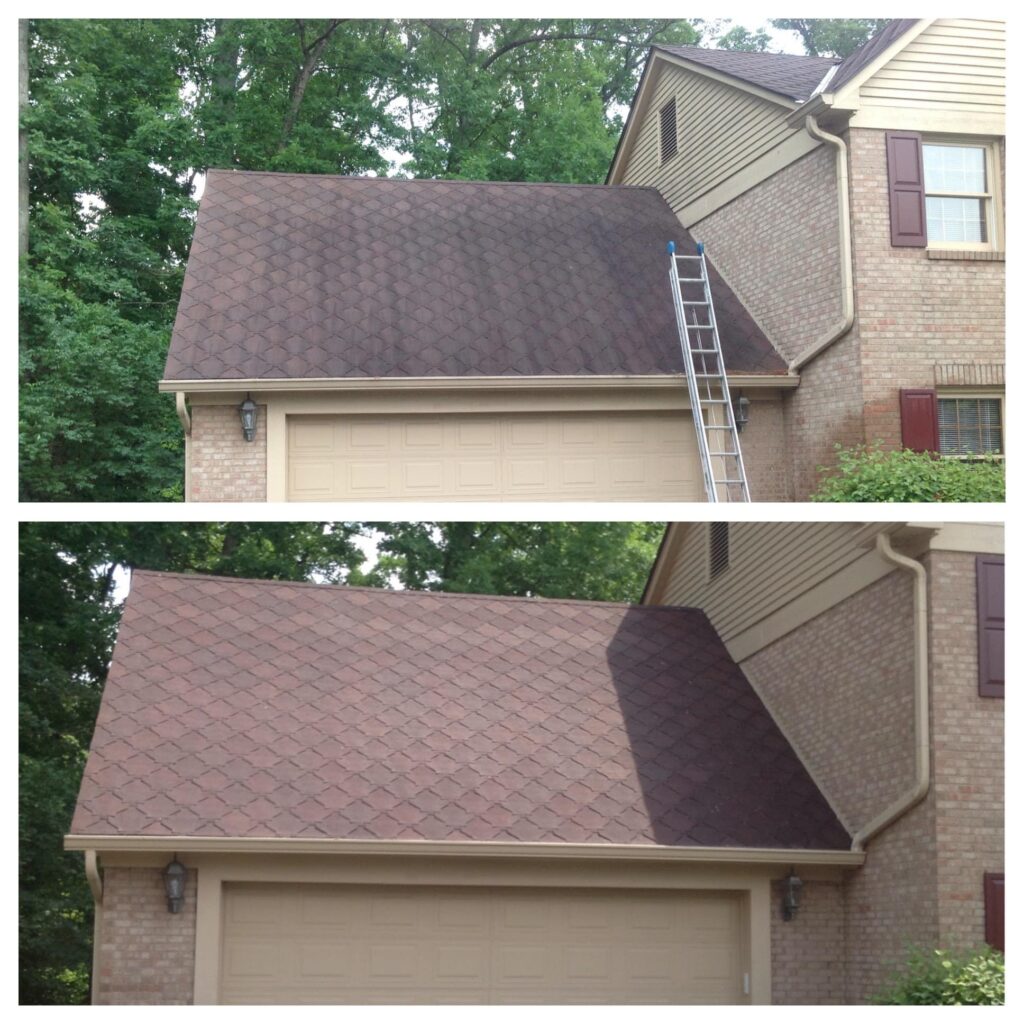 Before and After roof washing looks new Alpharetta GA