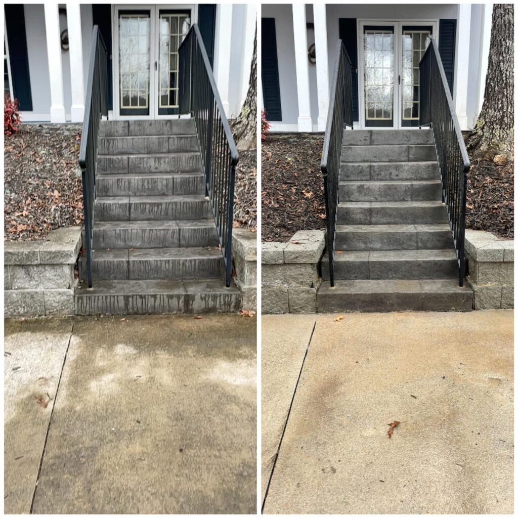 Before and After entry way stair cleaning